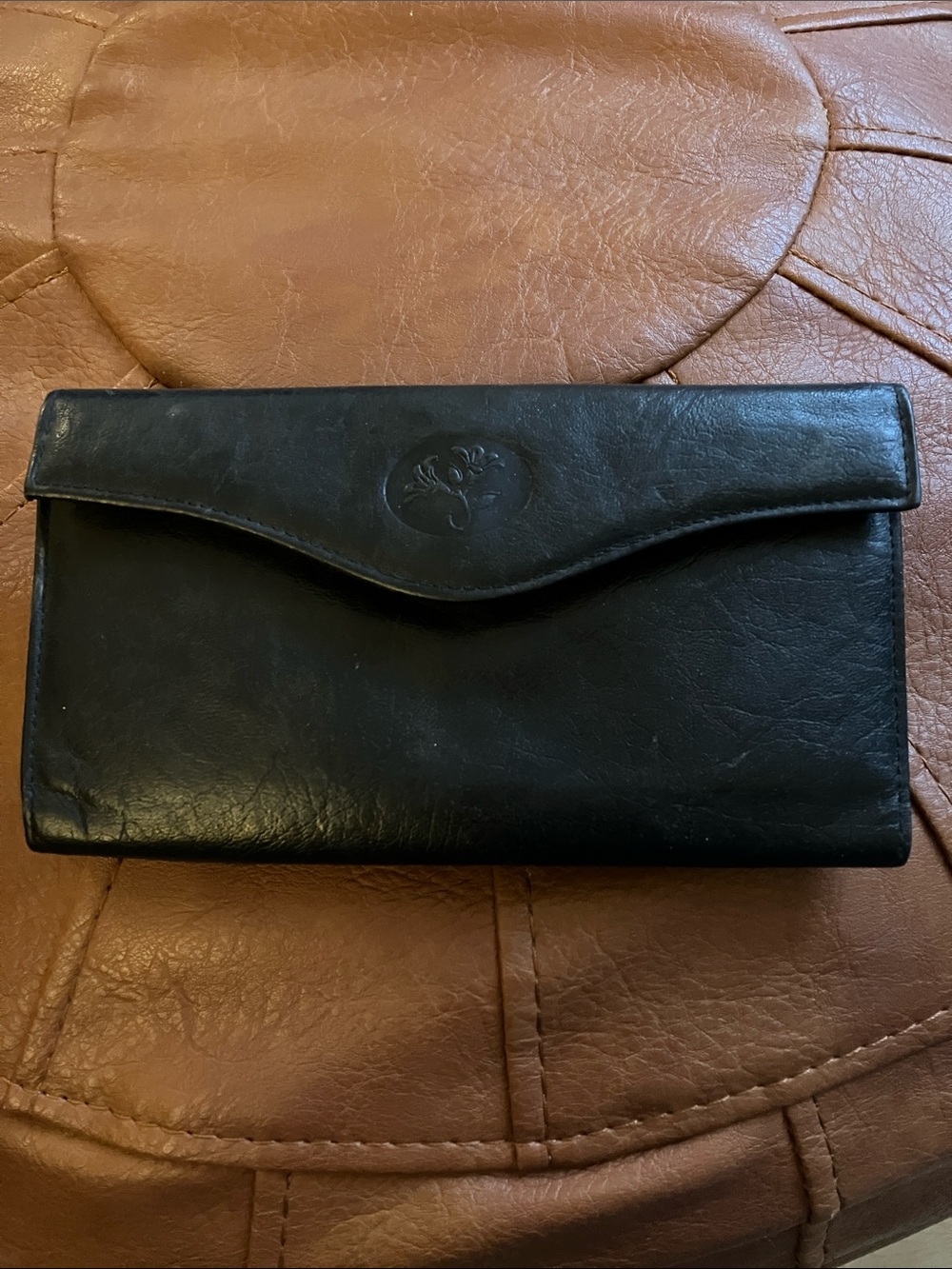 Retro Buxton Black Leather Wallet Clutch